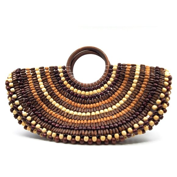 New Inc Beaded Tan/Beige Fan Tote $99.50